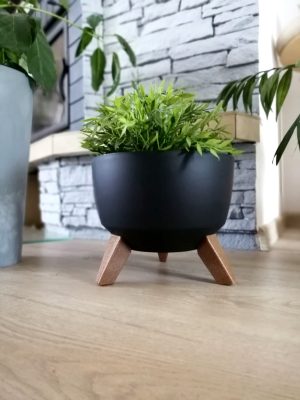 Doniczka misa Roma na nóżkach czarna