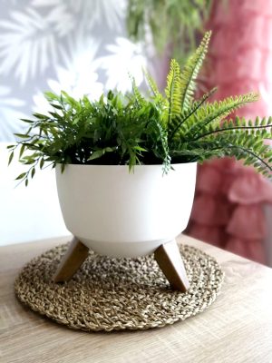 Doniczka misa Roma na nóżkach biała