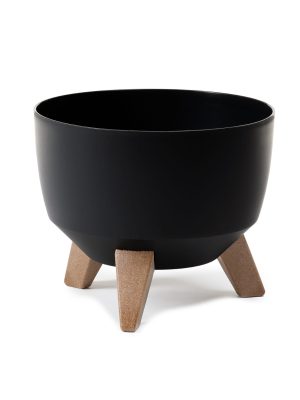 Doniczka misa Roma na nóżkach czarna