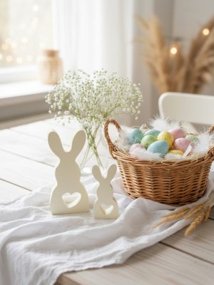 Zajączki wielkanocne figurki z gipsu rękodzieło na prezent DW02