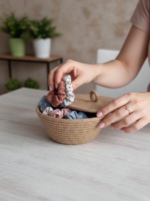 Koszyk z pokrywką ze sznurka KS01-02p