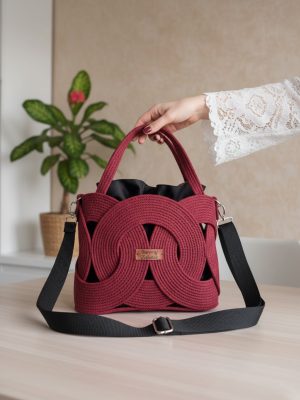 Torebka Pierścienie II ze sznurka polskie rękodzieło TP2-01-01