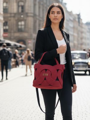 Torebka Pierścienie II ze sznurka polskie rękodzieło TP2-01-01