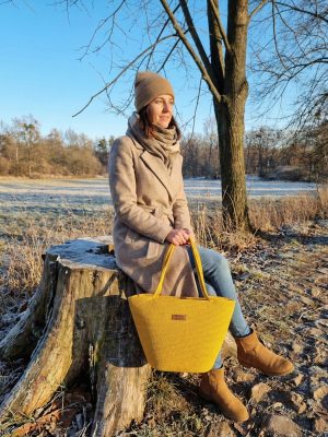 torebka koszyk musztardowa