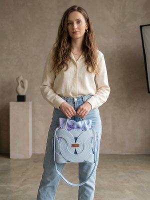 torebka pierścienie ze sznurka baby blue